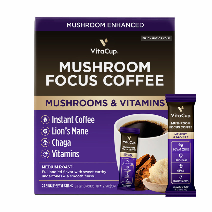 VitaCup Focus Mushroom Coffee Instant Packs 24ct
